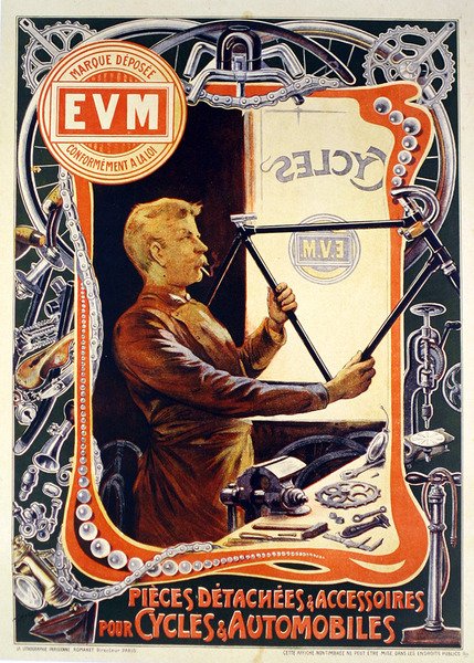 Poster reklam E.V.M. bisiklet aksesuarları (renkli taş) by Francisco Tamagno