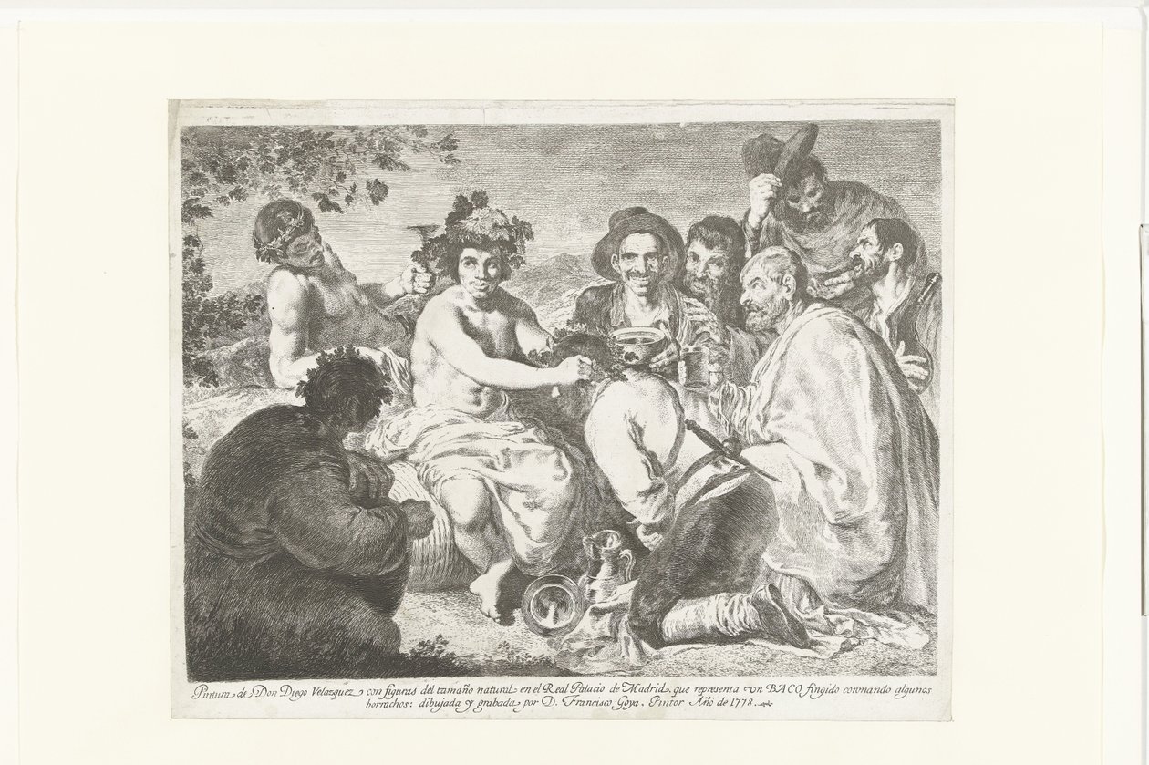 Donkaards içinde Bacchus Baco (nesne üzerindeki başlık) ayyaşlar by Francisco de Goya