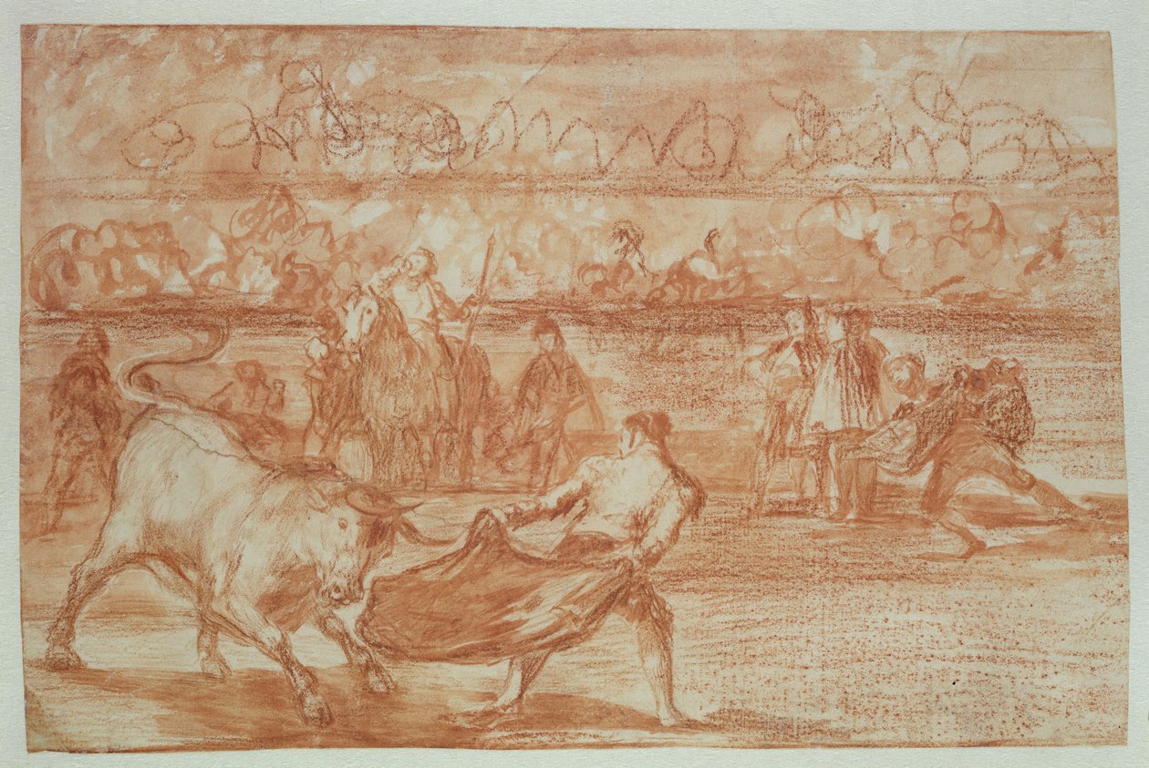 Boğa güreşi, 1815-16 (kağıt üzerinde kırmızı tebeşir) by Francisco de Goya