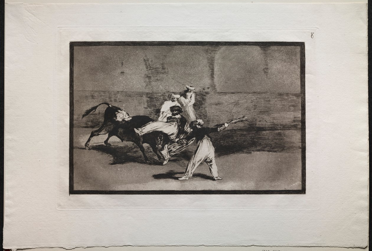 Boğa Güreşi: Yüzükteki Boğa Tarafından Yakalanan Bir Moor, 1876. by Francisco de Goya
