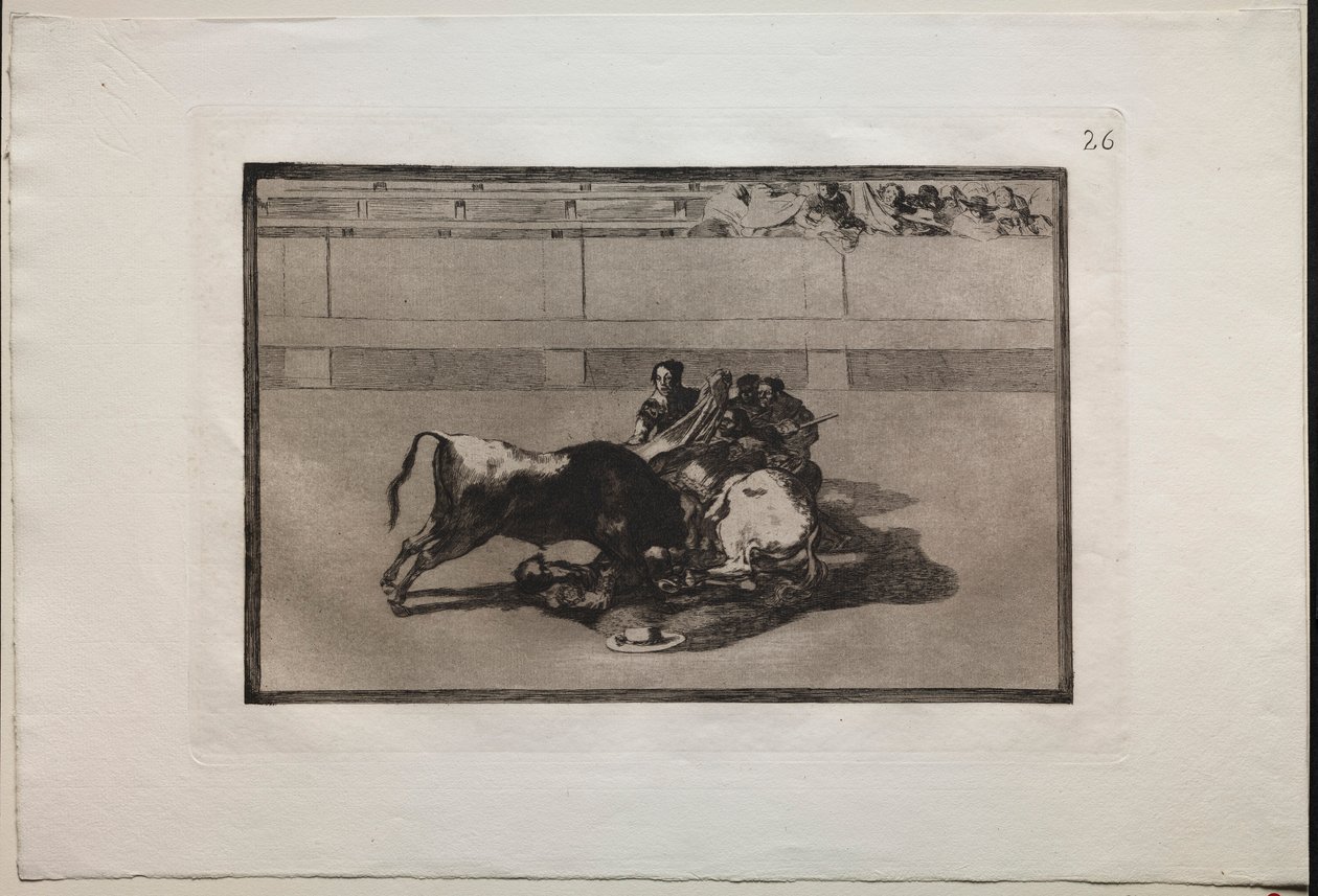 Boğa Güreşi: Bir Picador Atsız ve Boğanın Altına Düşüyor, 1876. by Francisco de Goya