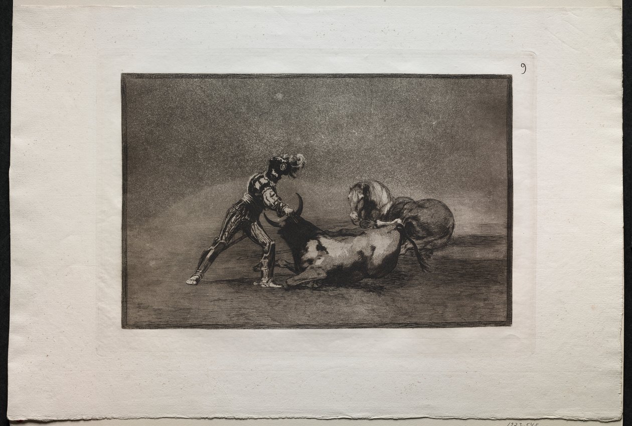 Boğa Güreşi: Bir İspanyol Şövalyesi Atını Kaybettikten Sonra Boğayı Öldürdü by Francisco de Goya