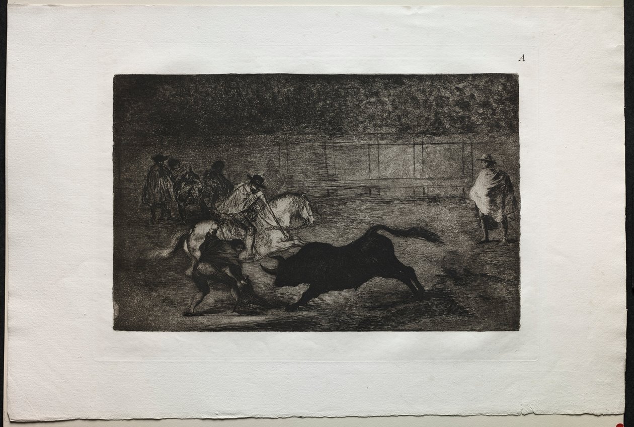 Boğa Güreşi: Asistanların Yardımıyla Kısa Mızrak Kıran İspanyol Atlı Şövalye, 1876. by Francisco de Goya