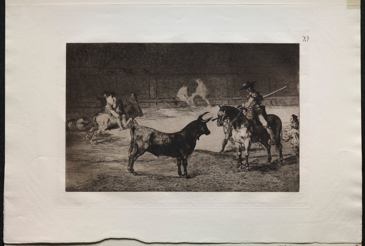Boğa Güreşi: Ünlü Picador, Fernando del Toro, Vahşi Canavarı Çiziyor..., 1876. by Francisco de Goya