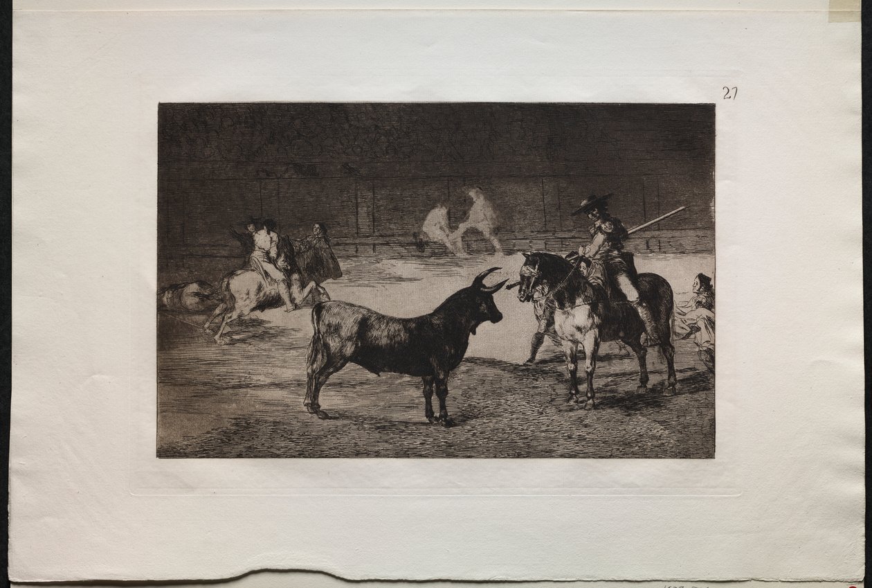Boğa Güreşi: Ünlü Picador, Fernando del Toro, Pique ile Vahşi Canavarı Çiziyor by Francisco de Goya