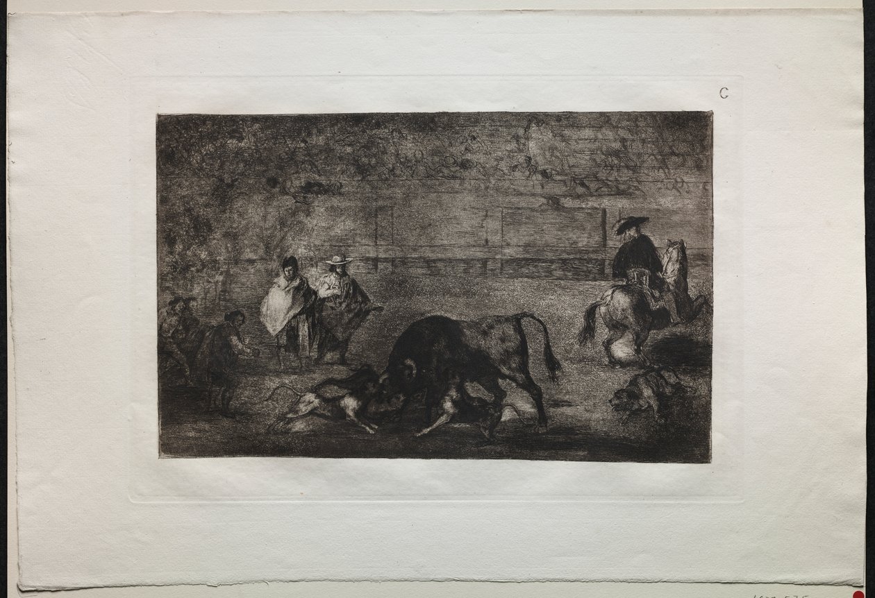 Boğa Güreşi: Köpek Boğanın Üzerinde Gevşek by Francisco de Goya