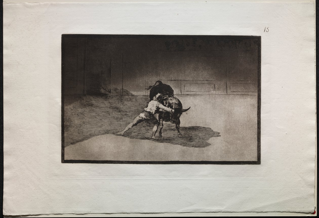 Boğa Güreşi: Ünlü Martincho, Boğa Oynayan Banderillaları Vücudunun Hareketiyle Yerleştiriyor by Francisco de Goya
