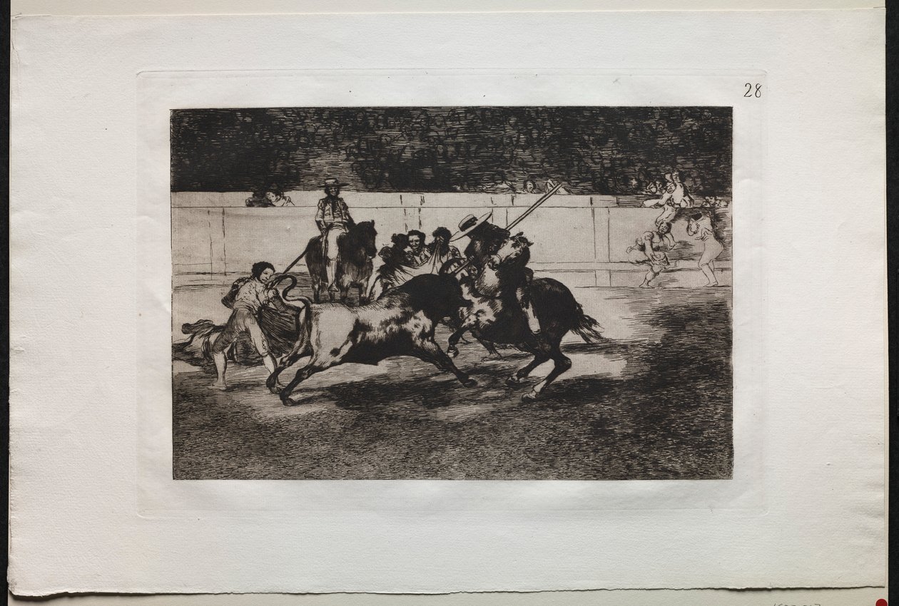 Boğa Güreşi: Güçlü Rendon, Geçitten Öldüğü Pique ile Bir Boğayı Bıçaklıyor..., 1876. by Francisco de Goya