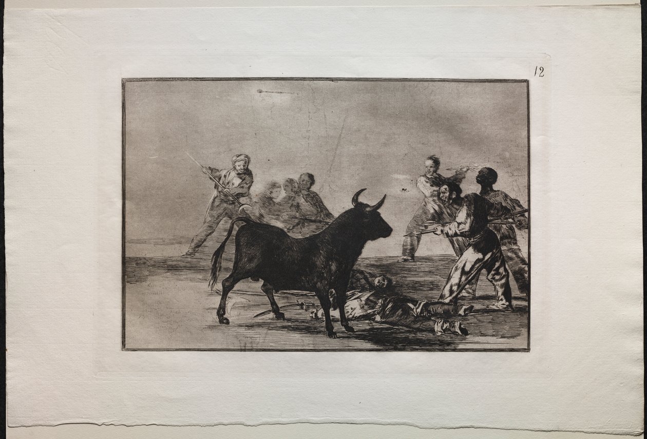 Boğa Güreşi: Mızraklar, Oraklar, Banderillalar ve Diğer Silahlarla Boğayı Dizleyen Rabble by Francisco de Goya