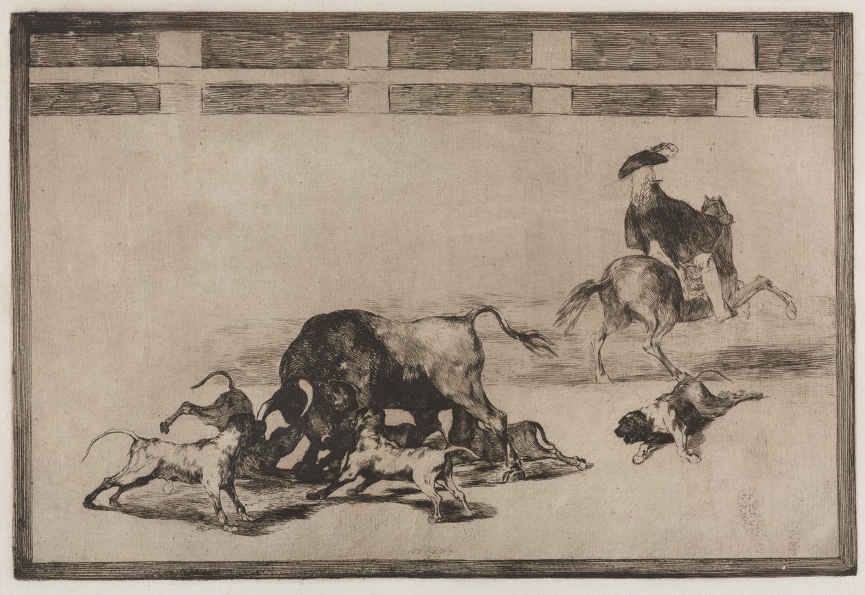 Boğa Güreşi: Boğada Köpekleri Gevşetiyorlar, 1876. by Francisco de Goya