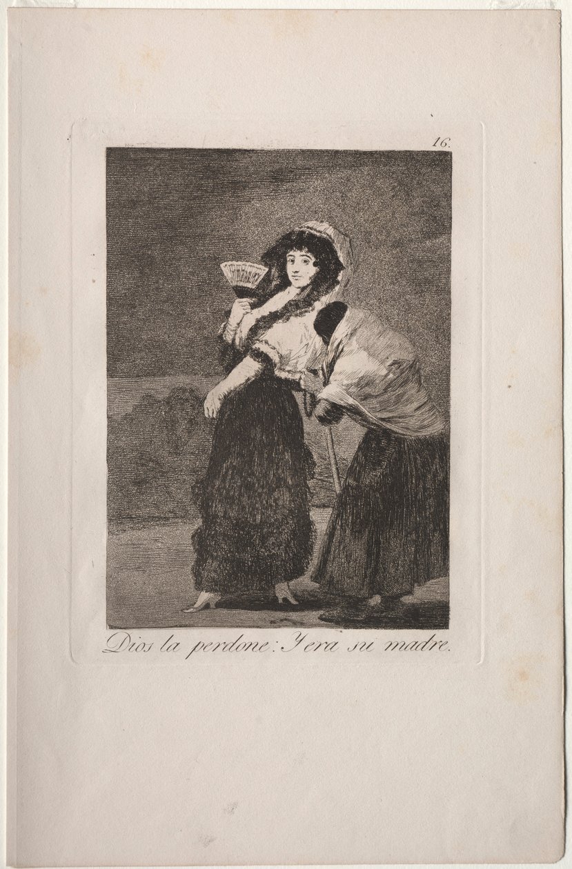 Caprichos: Tanrı aşkına: Ve Annesiydi.. by Francisco de Goya