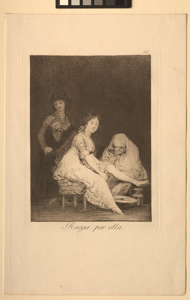 Caprichos: Onun için dua ediyor. by Francisco de Goya