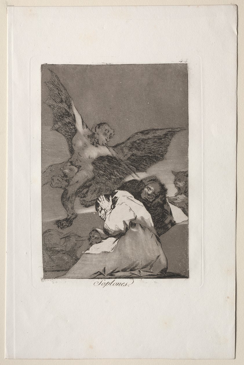 Caprichos: Masal Taşıyıcılar-Rüzgar Patlamaları by Francisco de Goya