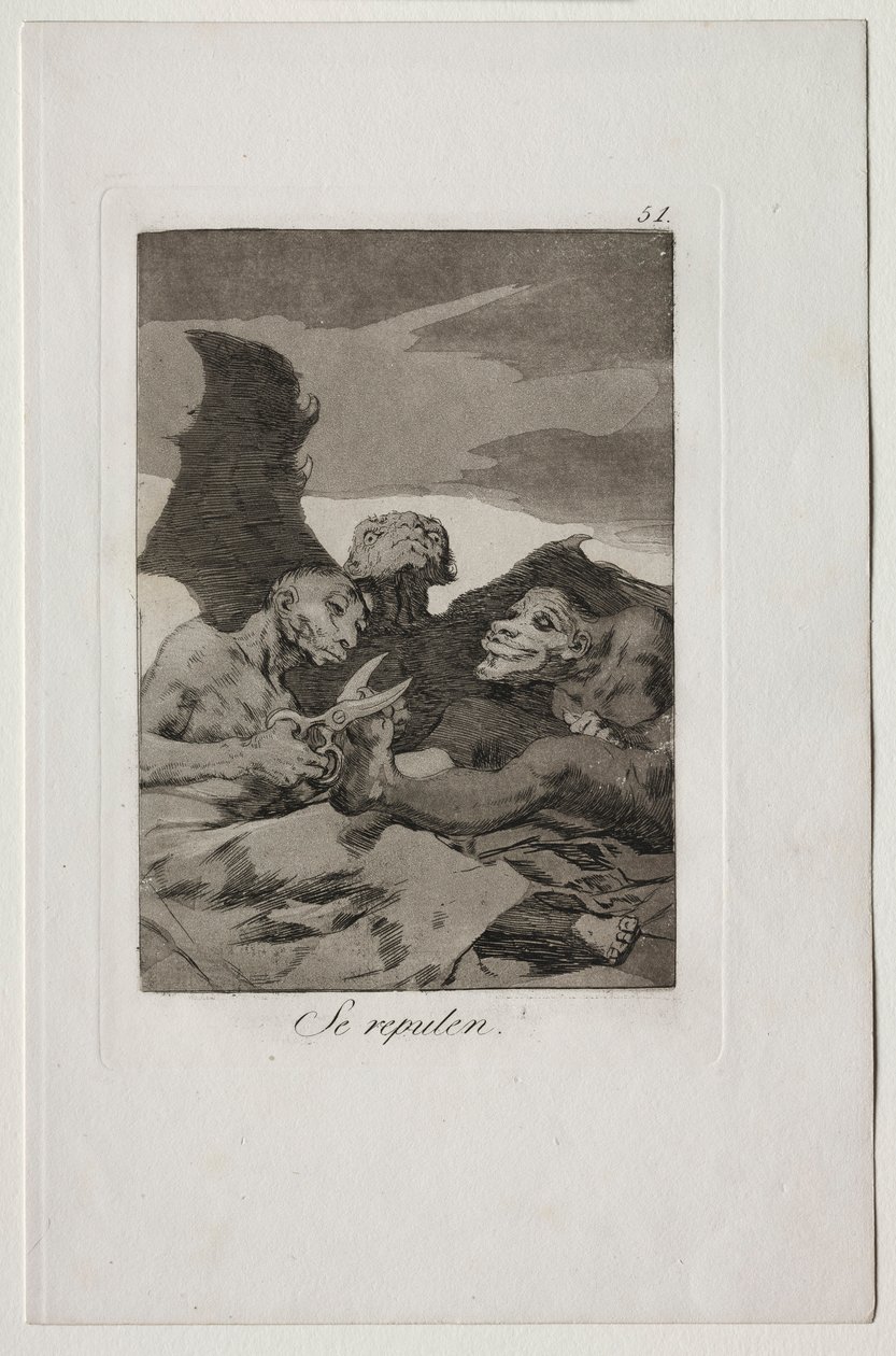Caprichos: Kendilerini Çektirirler. by Francisco de Goya