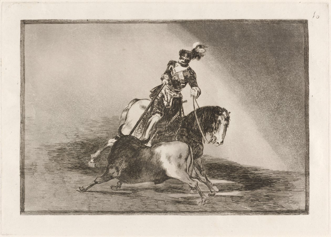 Charles V. Valladolid meydanında bir boğayı mızraklarken by Francisco de Goya