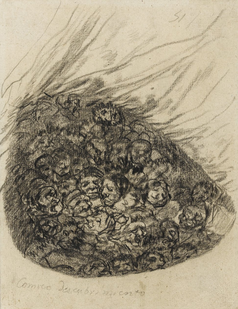 Comic Discovery, 1819-28 (kağıt üzerinde siyah tebeşir) by Francisco de Goya