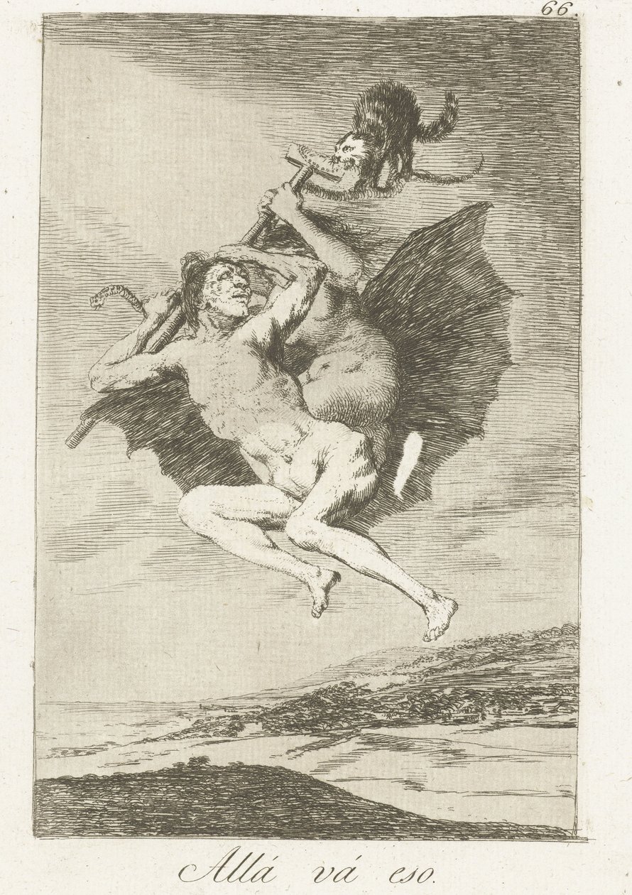 işte gidiyorlar Allá vá eso (nesnedeki başlık) Los Caprichos (dizi adı) by Francisco de Goya