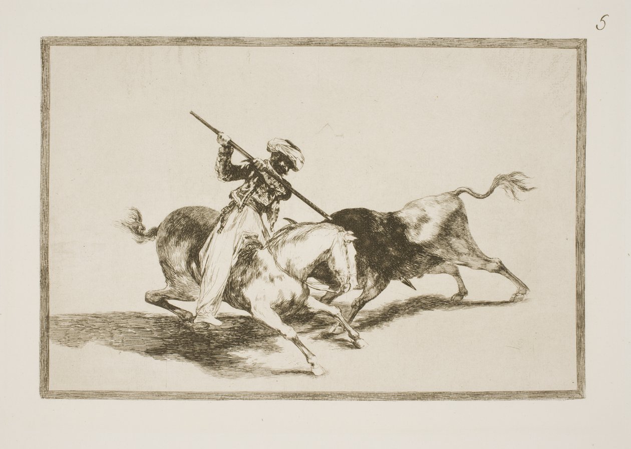 Saygın Maurer Gazul, boğaları kurallara göre mızraklayan ilk kişidir. by Francisco de Goya
