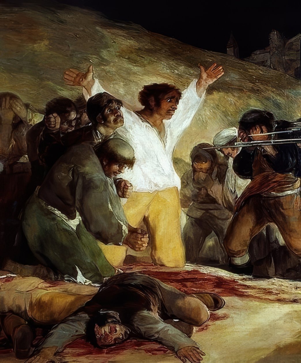 3 Mayıs 1808 (isyancı sokak savaşçılarının vurulması). 1814. Detay by Francisco de Goya
