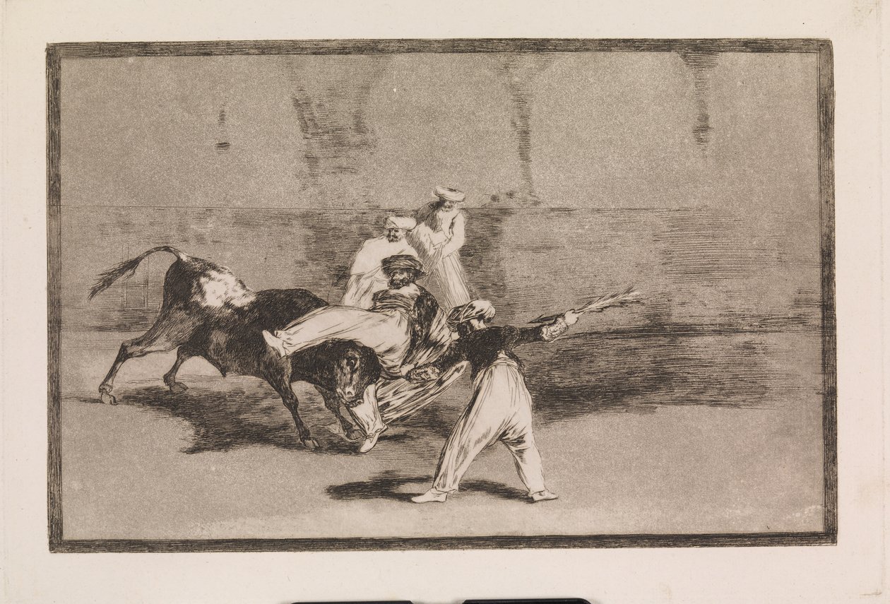 Arenada boğa tarafından yakalanan bir karınca by Francisco de Goya