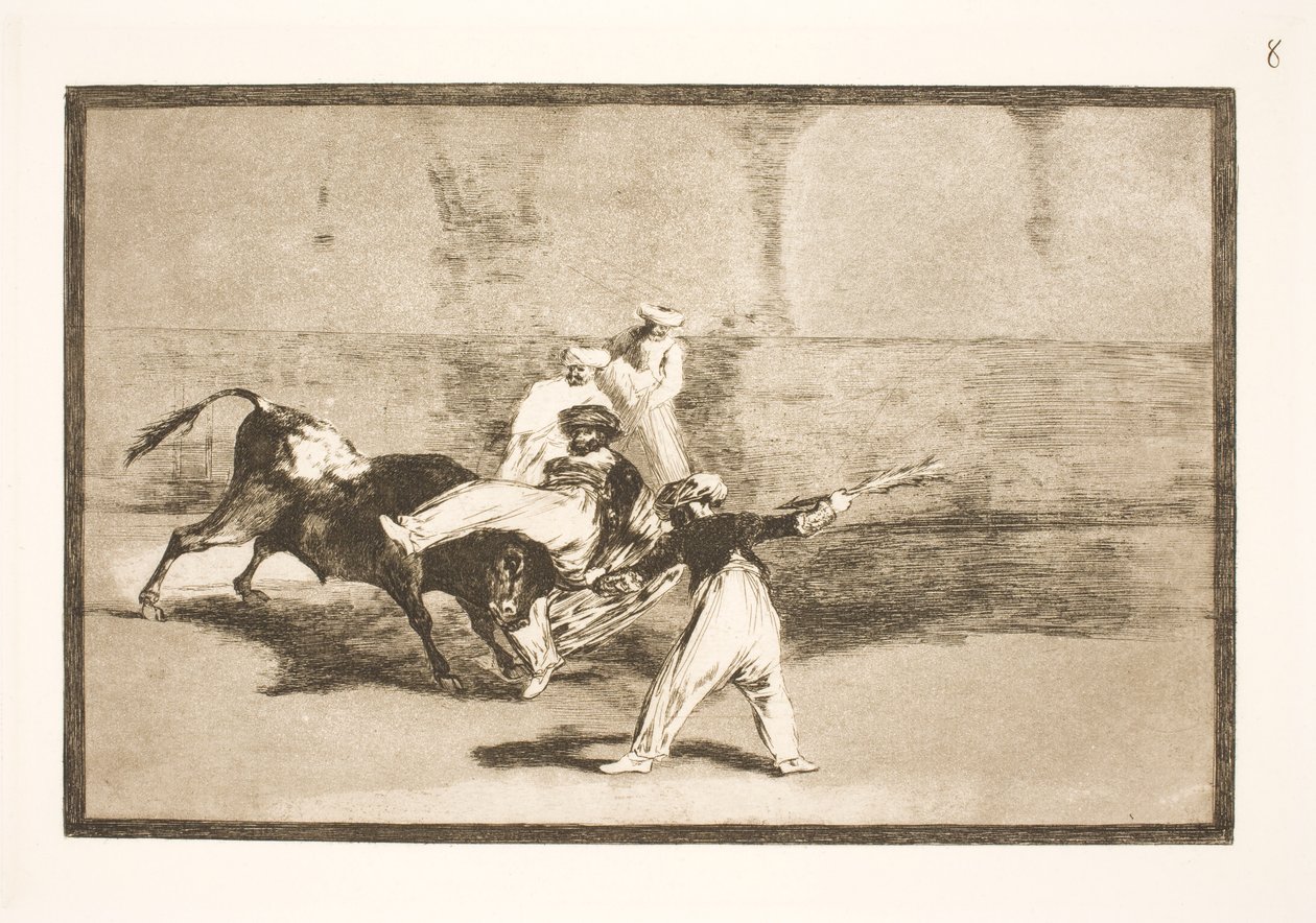 Arenada boğa tarafından yakalanan bir karınca by Francisco de Goya