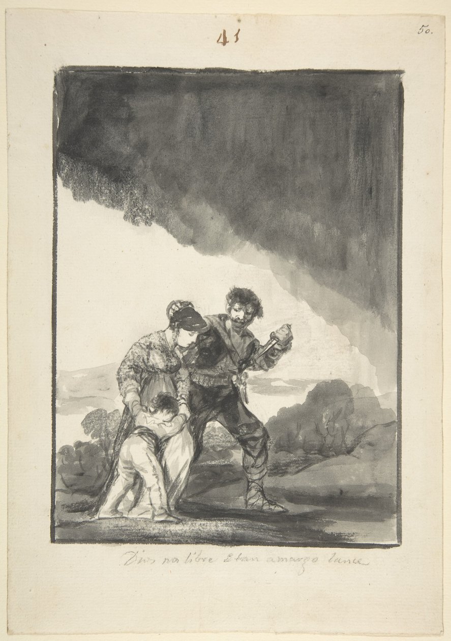 Tanrı Bizi Böyle Acı Bir Kaderden Kurtarın, c.1816-20 (Hint mürekkebi ve gri yıkama ve kazıma ile fırçalayın) by Francisco de Goya