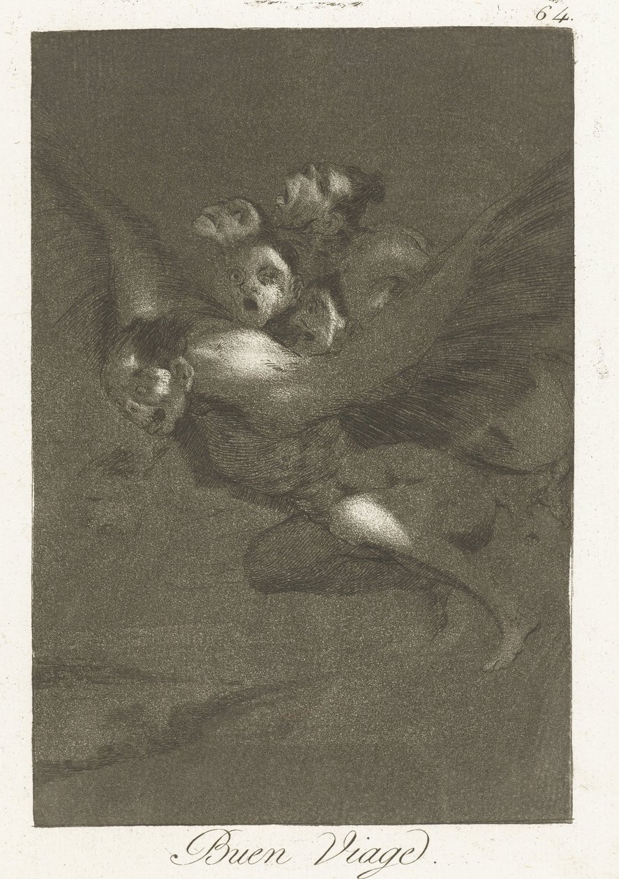 Goede reis Bon Voyage (nesne üzerine başlık) Los Caprichos (dizi başlığı) by Francisco de Goya