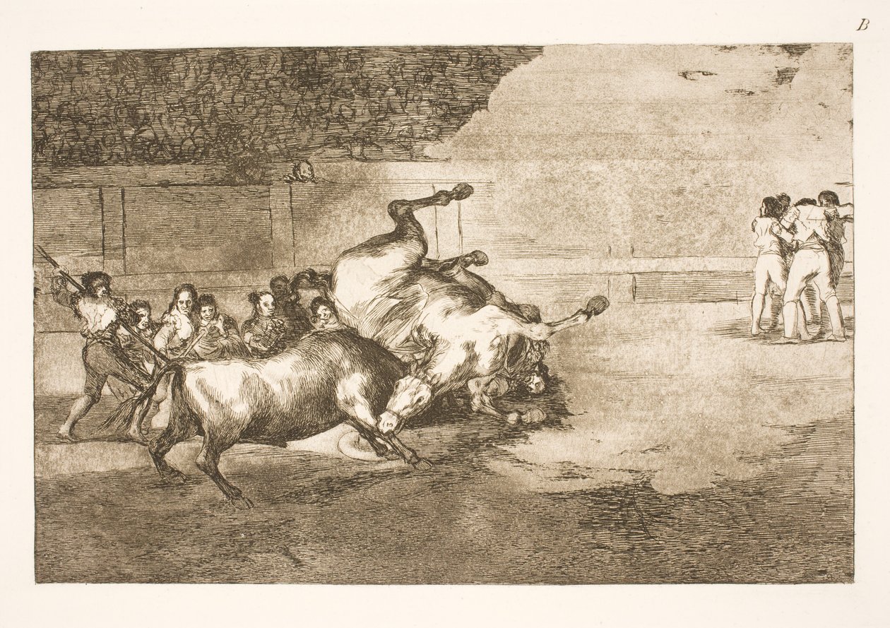 At bir boğa tarafından yere atıldı by Francisco de Goya