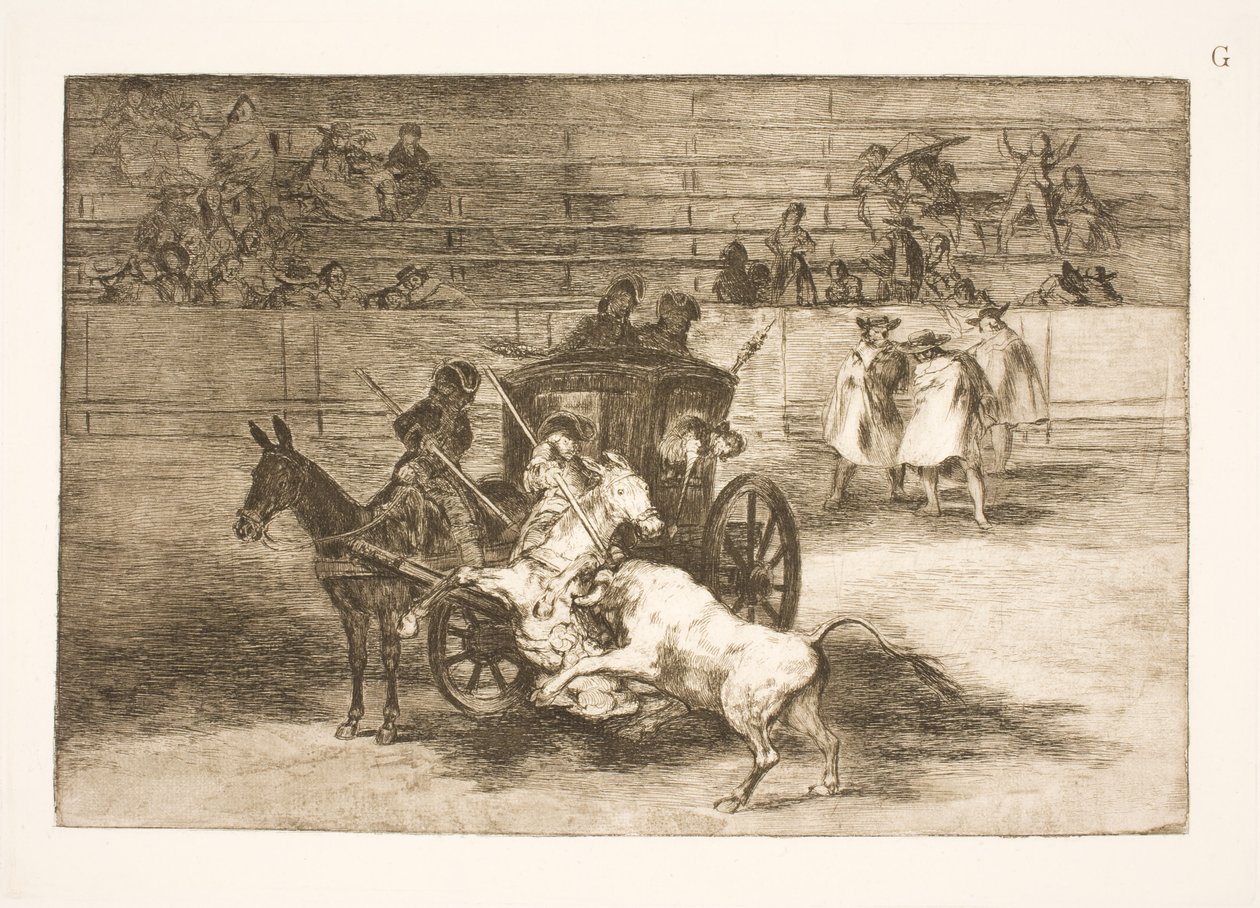 İki eşeğin çektiği at arabasından kavga by Francisco de Goya
