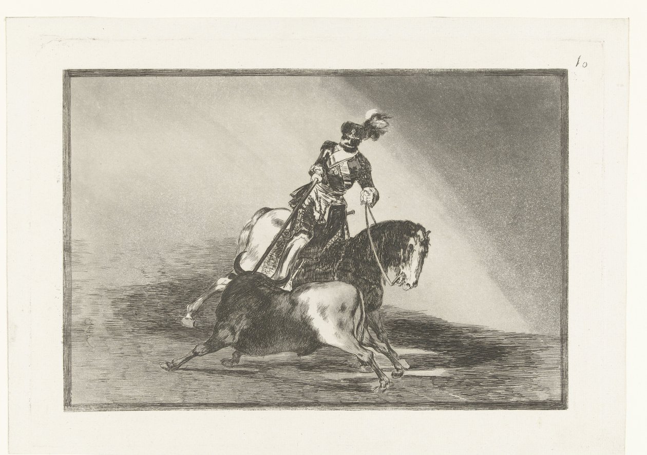 İmparator Charles V bir boğayla dövüşüyor Carlos V. lanceando un toro en la plaza de Valladolid Boğa Güreşi (dizi başlığı) La Tauromaquia (dizi adı) by Francisco de Goya