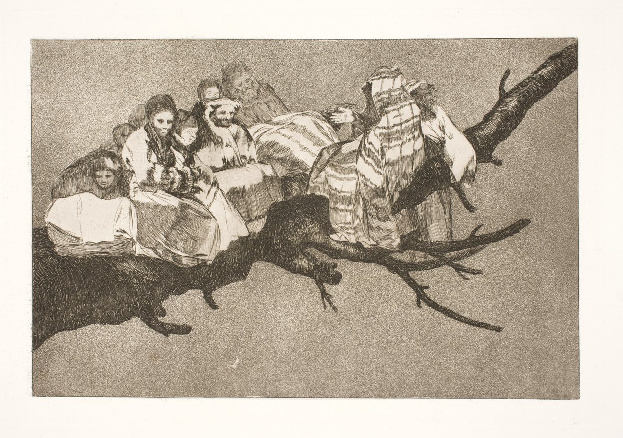 Saçma bir budalalık (Dallar arasında dolaşmak / Şapkasının arkasından konuşmak) by Francisco de Goya