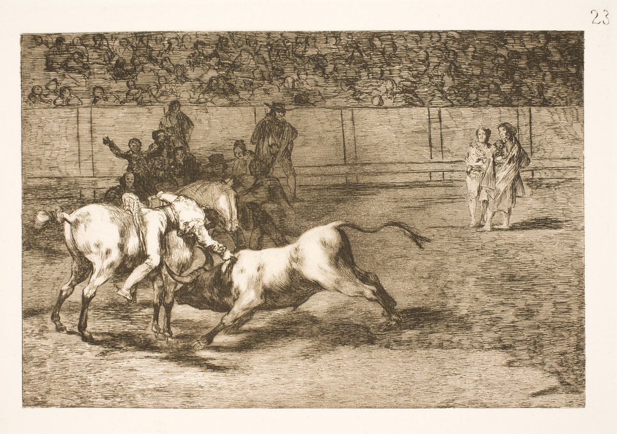 Hintli olarak da adlandırılan Maria Ceballas, boğayı atından öldürür by Francisco de Goya