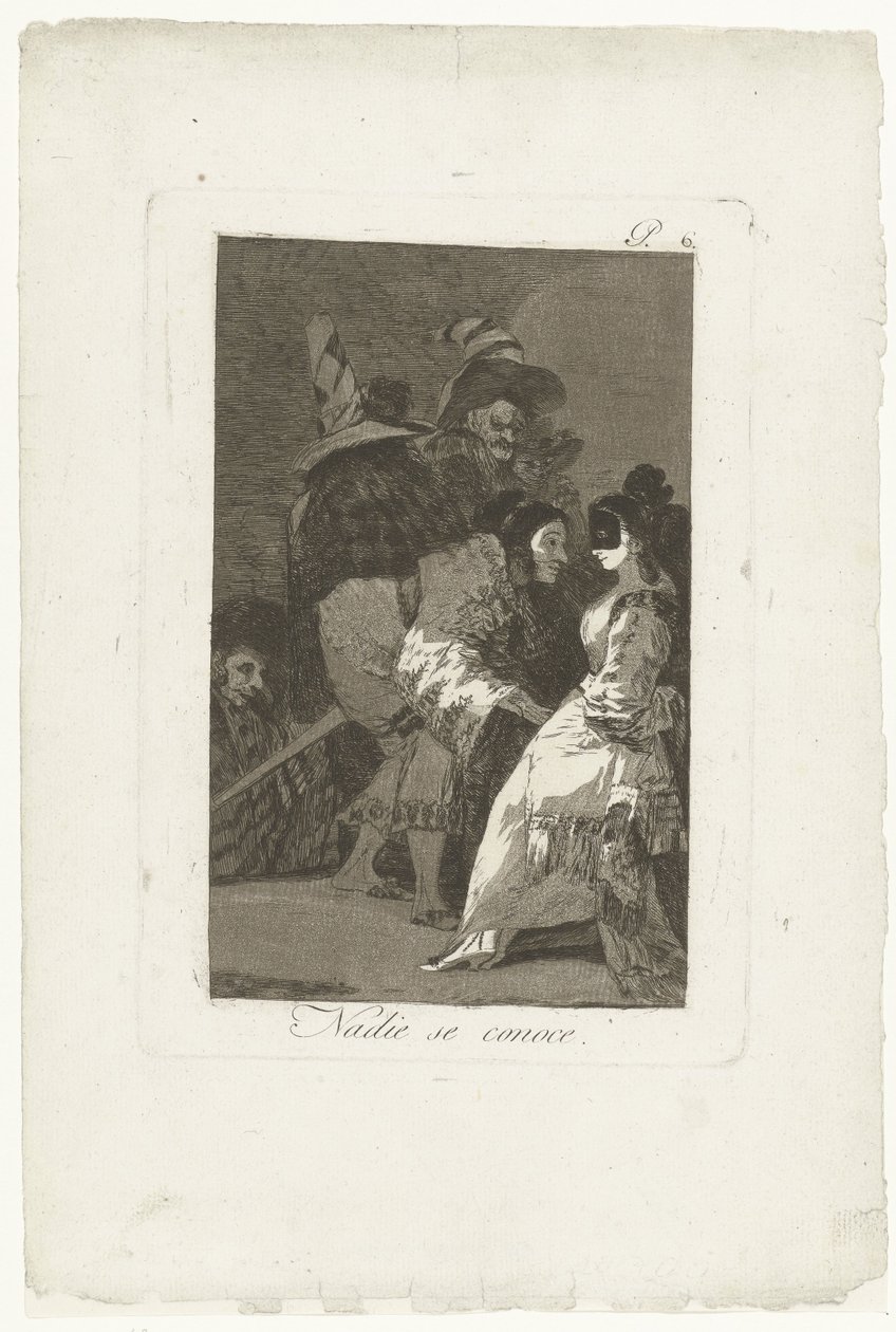 kimse kendini bilmez Nadie se conoce (nesnedeki başlık) Los Caprichos (dizi adı) by Francisco de Goya