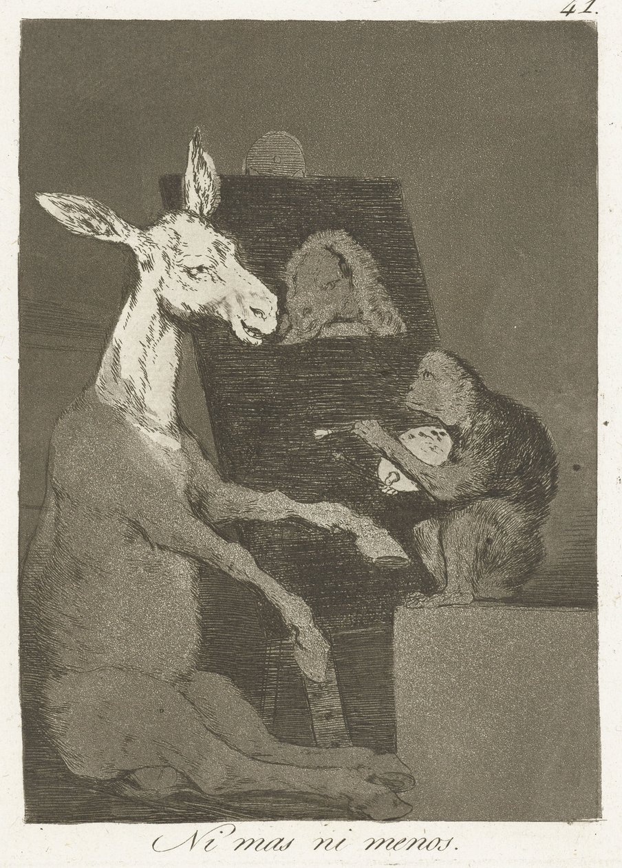 Daha fazla ve daha az değil Ni mas ni menos (nesne üzerindeki başlık) Los Caprichos (dizi adı) by Francisco de Goya