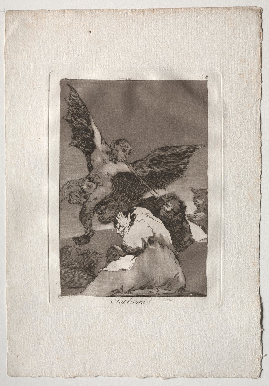 Ochenta Caprichos: Masal Taşıyıcılar-Rüzgar Patlamaları, 1793-1798. by Francisco de Goya
