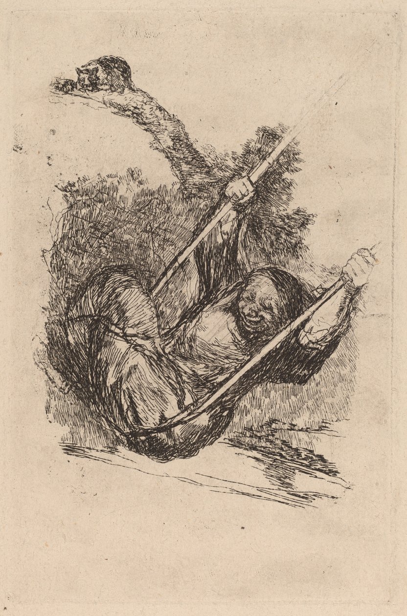 Salıncakta Yaşlı Kadın by Francisco de Goya