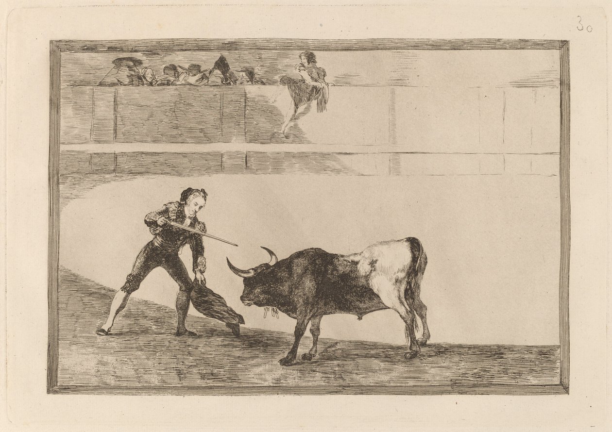Pedro Romero ayakta duran bir boğayı öldürüyor (Pedro Romero Durdurulan Boğayı Öldürüyor) by Francisco de Goya