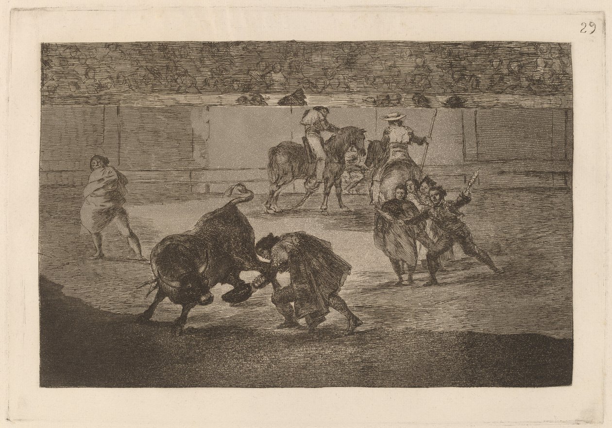 Pepe Illo boğayı kesiyor (Pepe Illo "Recorte" Geçişini Yapıyor) by Francisco de Goya