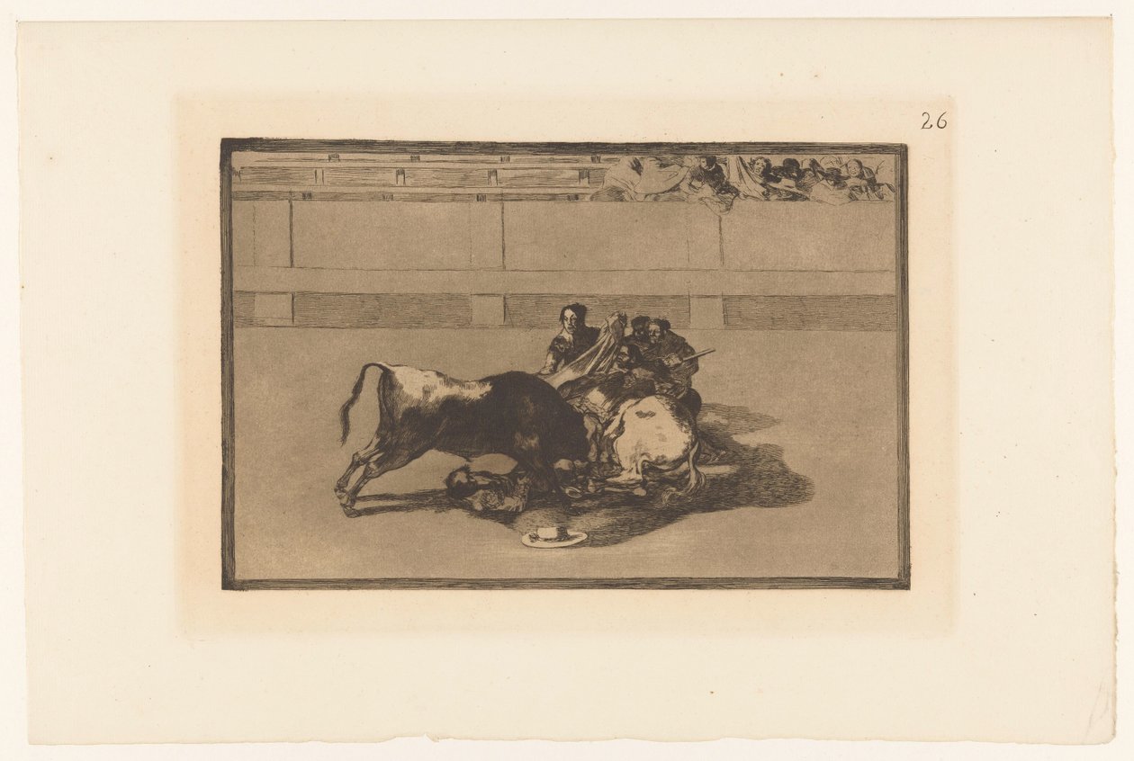 Picador atından düştü Caida de un picador de su caballo debajo del toro Boğa Güreşi (dizi başlığı) La Taureaumachie (dizi adı) La Tauromaquia (dizi adı) by Francisco de Goya