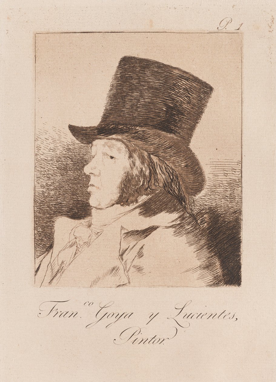 Sanatçının Portresi, 18. yüzyılın sonları ve 19. yüzyılın başlarında yüzyıl (baskı) by Francisco de Goya