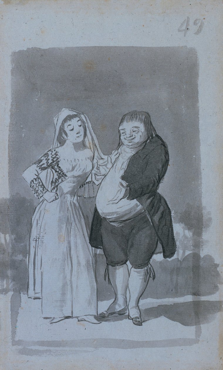 Fahişe, Şişman, Çirkin Bir Adamı İstemek, 1796-97. by Francisco de Goya