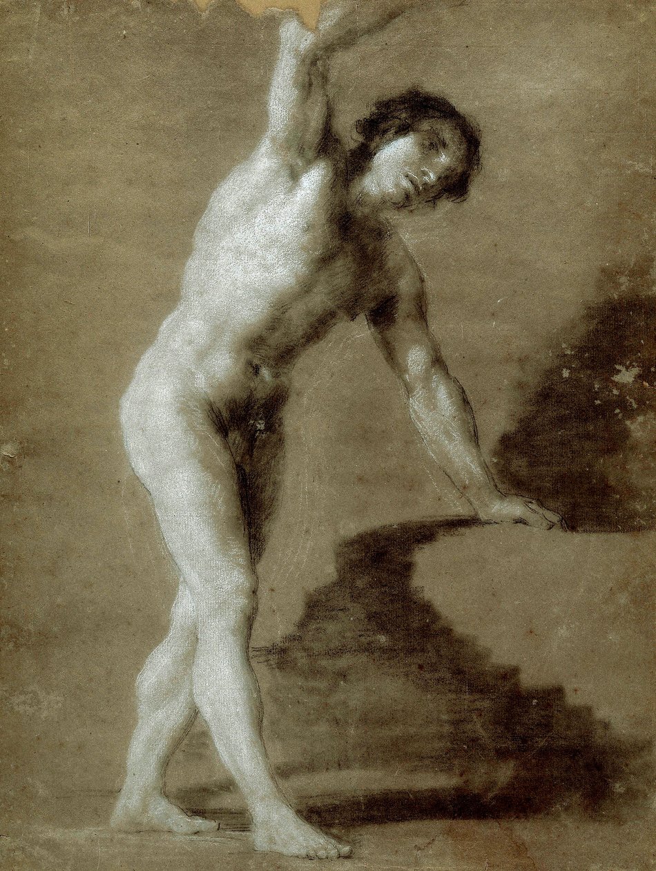Çizim Okulu, c. 1790 (gri kağıt üzerine karakalem çizimi) by Francisco de Goya