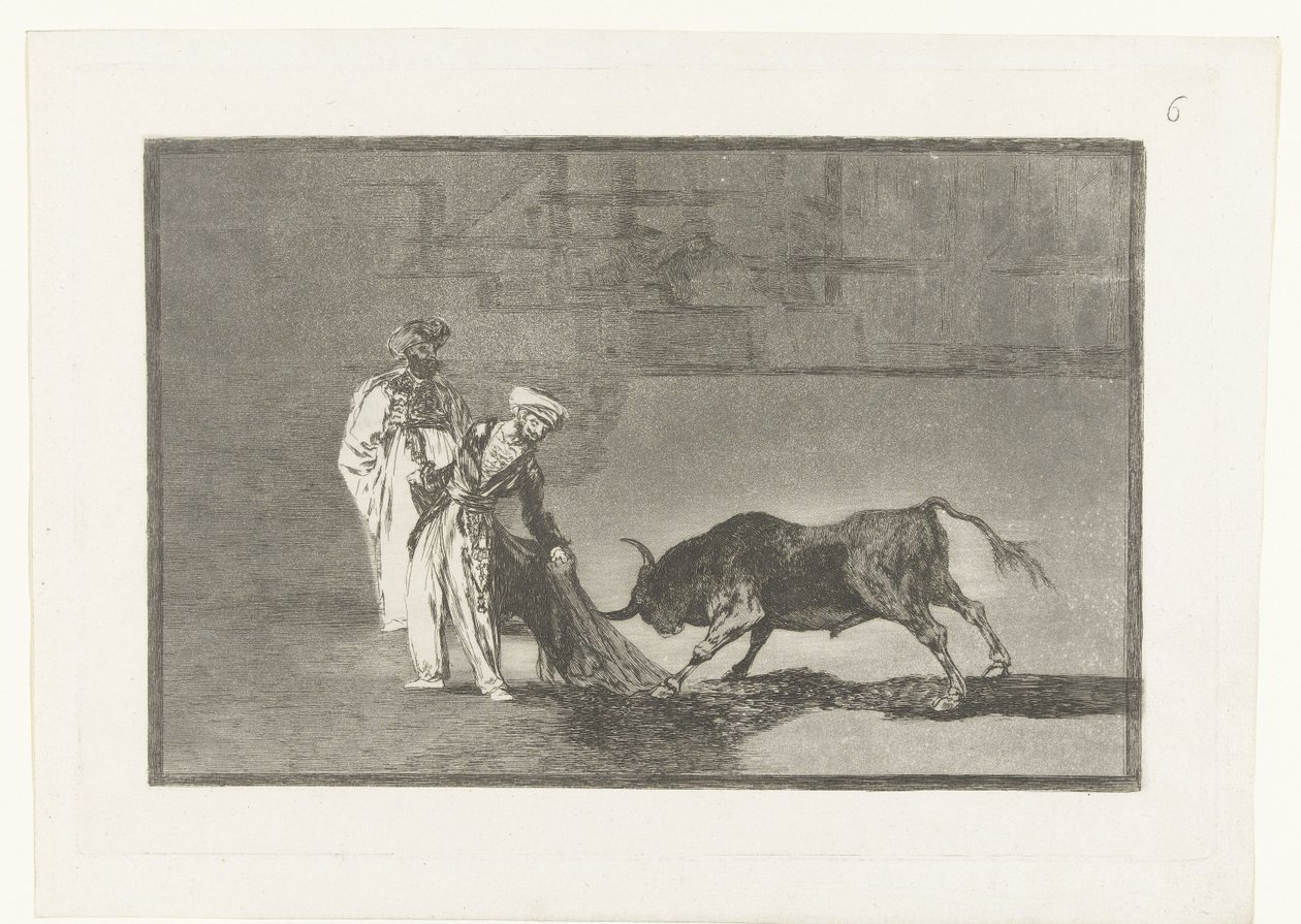 kumda Stierenvechten Moors, bornozlarıyla meydanda başka bir capeo yapıyor Stierenvechten (dizi adı) Boğa Güreşi (dizi başlığı) by Francisco de Goya