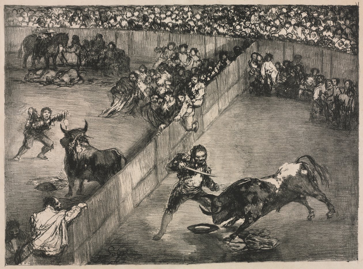 Bordo Boğaları: Bölünmüş Halkada Boğa Güreşi by Francisco de Goya