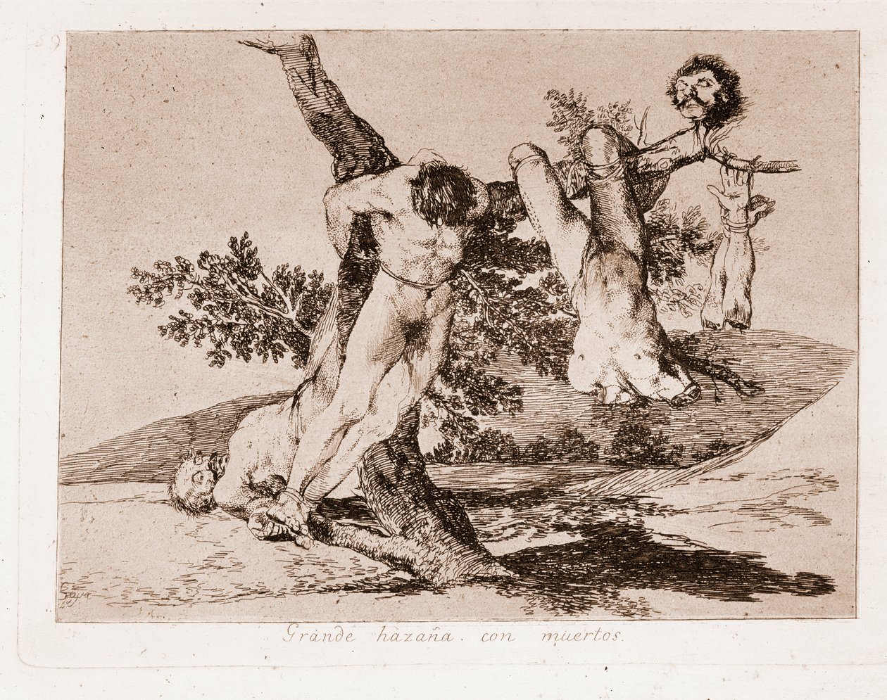 Savaşın Felaketleri: Ölülerle büyük başarı! (Hazırlık çiziminden sonra gravür by Francisco de Goya