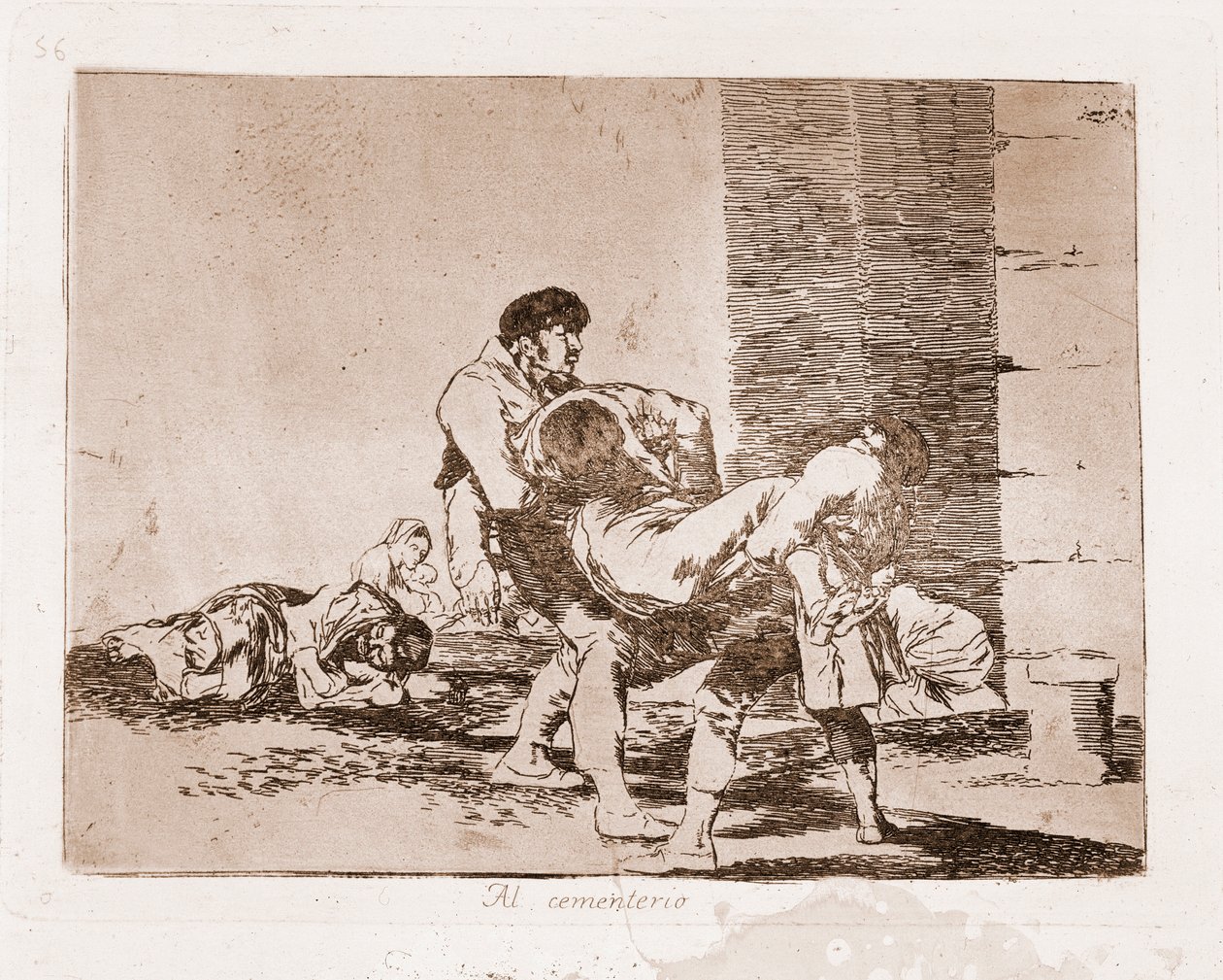 Savaşın Felaketleri : Mezarlıkta (Hazırlık çiziminden sonraki gravür by Francisco de Goya