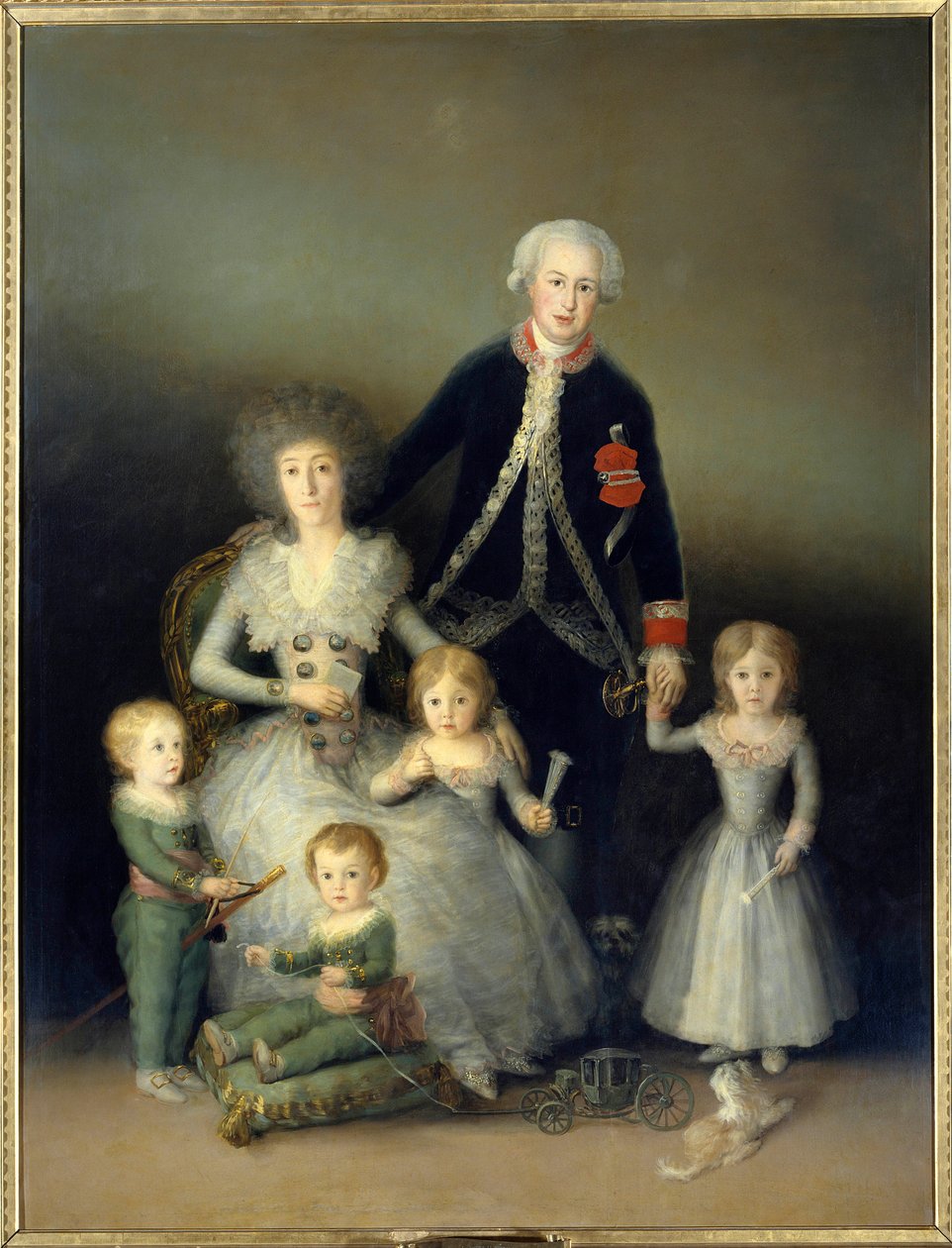 Osuna Dükü, Pedro de Alcantara ve ailesi. Francisco de Goya y Lucientes'in (1746-1828) tablosu. 1788. Güneş. 2,25x1,74 m Madrid. Prado Müzesi. - Osuna Dükü Pedro Telez Giron'un (1755-1807) bir portresi; karısı, Kontes-Düşesi by Francisco de Goya