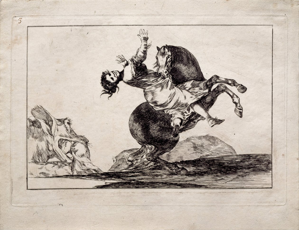 Los Disparates Follies dizisindeki At Kaçıran, 1815-1819 by Francisco de Goya