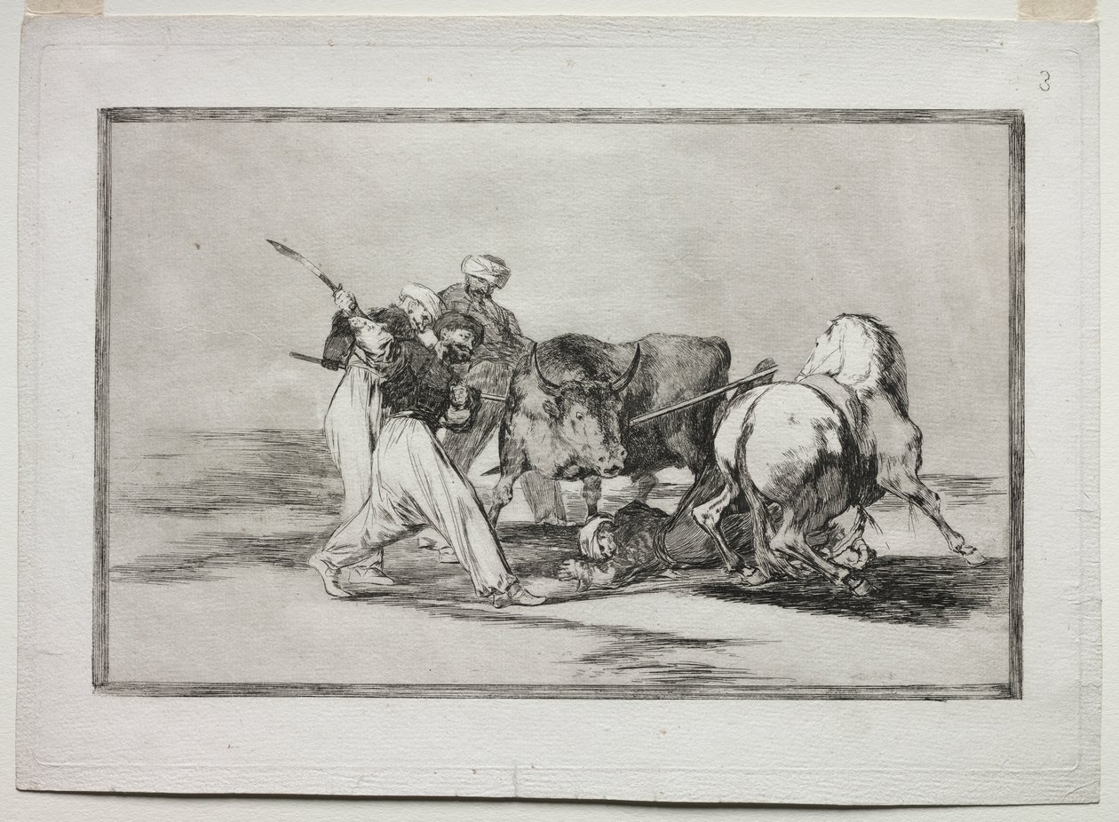 İspanya'ya Yerleşen Faslılar Kuran'ın Hurafelerinden Vazgeçip Bu Av Sanatını Benimsediler ve Açıkta Boğa Mızrakladılar by Francisco de Goya