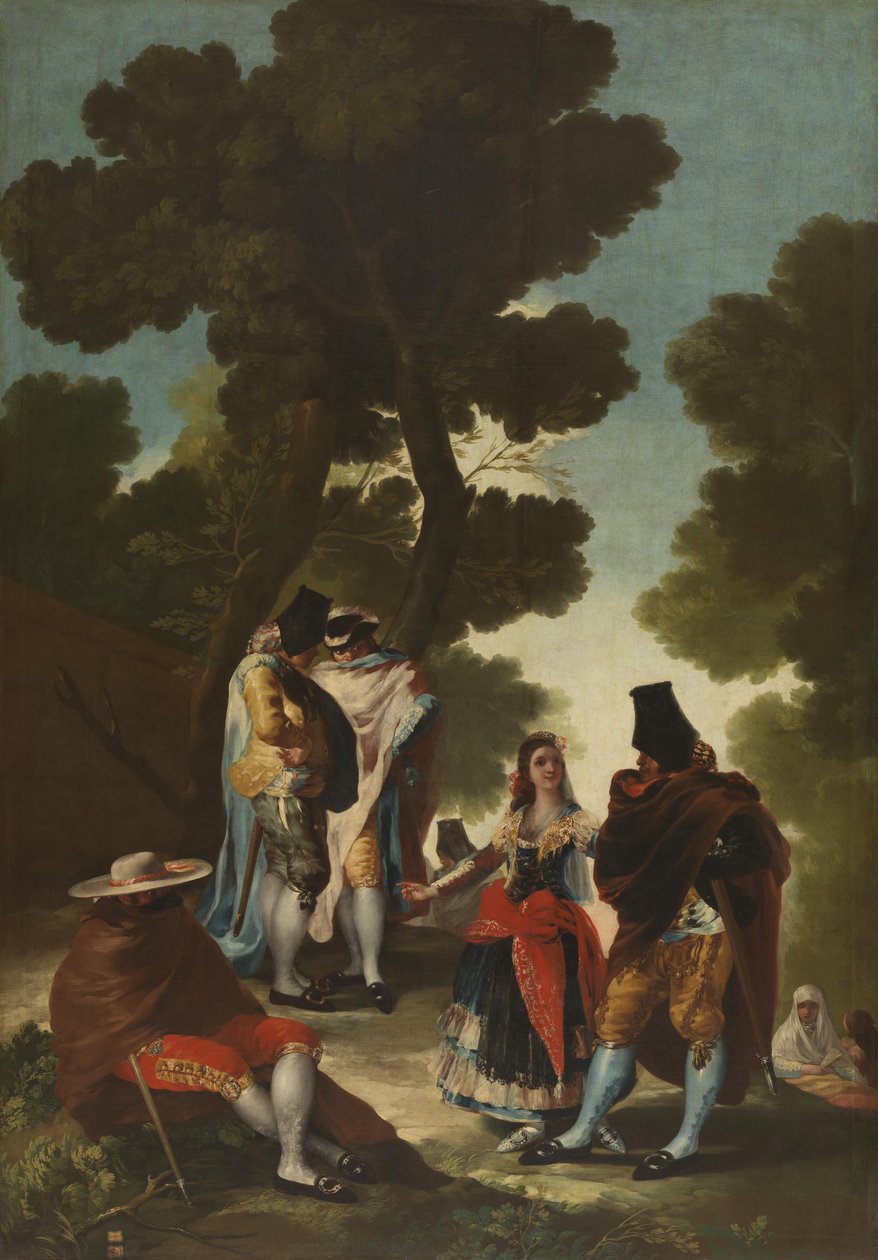 Güzel Kadın ve Maskeli Adamlar (Endülüs Yolu) by Francisco de Goya